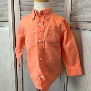 NWT Gymboree Toddler Boy Button-Down Shirt | Size 2T | Coral | Linen Blend | New